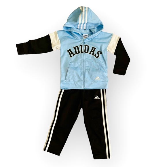 Toddler Boys’ ADIDAS Track Suit (Size 3T). Black/Baby Blue - Picture 1 of 8